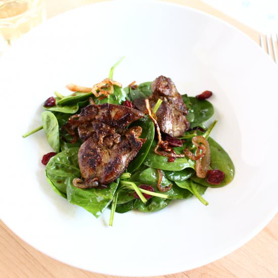 Chicken Liver and Spinach Salad - Recipe photo by epicurestable