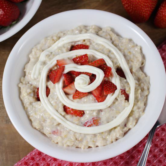 Strawberry Cheesecake Oatmeal - Recipe photo by Savvy in the Kitchen