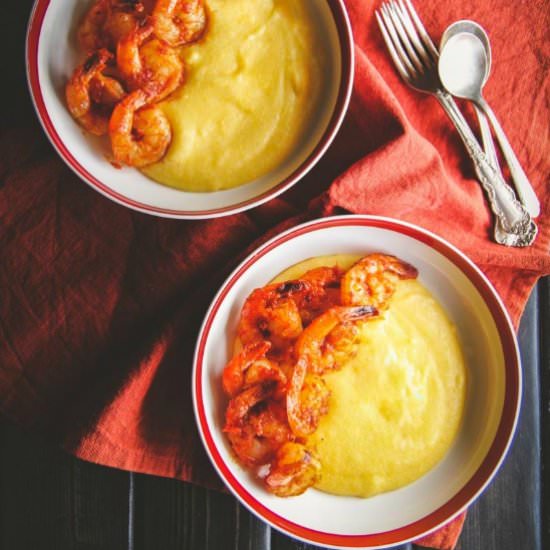 Harissa Shrimp and Grits - Recipe photo by Sweetphi