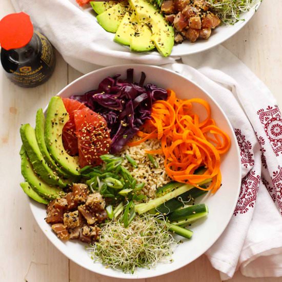 Easy Tuna Steak Poke Bowls - Recipe photo by thegirlonbloor