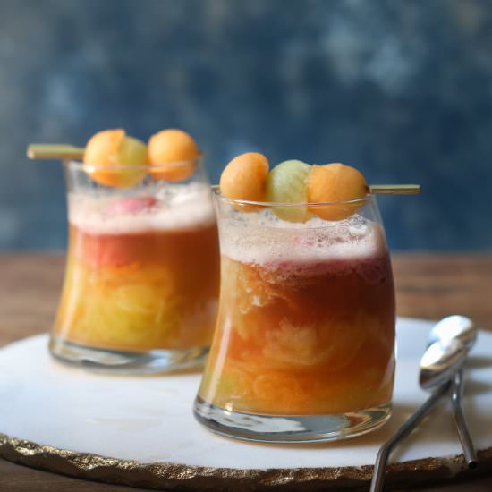 Melon-Raspberry Sorbet Float - Recipe photo by foodfashionparty