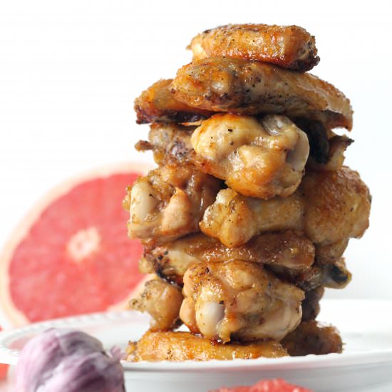 Grapefruit Honey Garlic Wings - Recipe photo by The Primal Desire