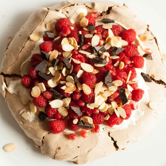 Raspberry Chocolate Pavlova - Recipe photo by ScaredyCatKitchen