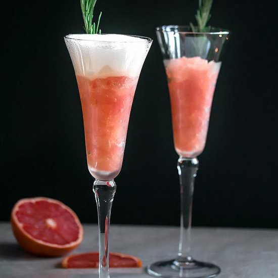 Grapefruit Mimosa with Rosemary - Recipe photo by Cooks With Cocktails