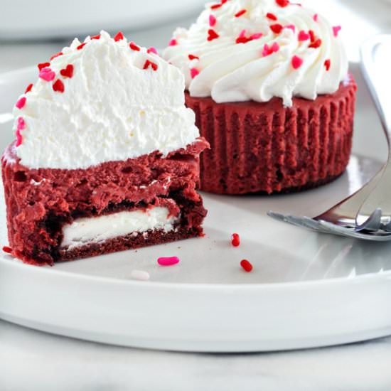 Red Velvet Oreo Cheesecakes - Recipe photo by mybakingaddiction