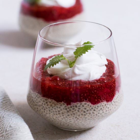 Chia Pudding with Jam & Cream - Recipe photo by happyhealthblog