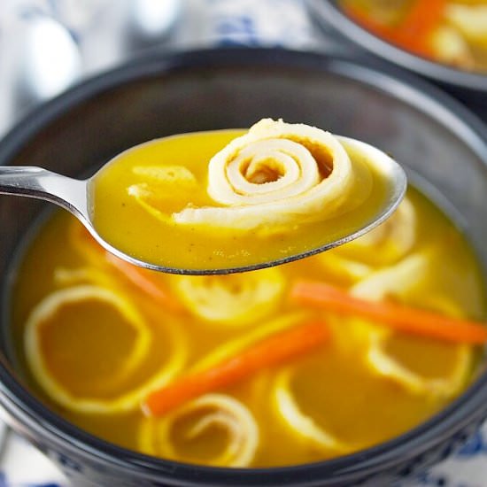 German Pancake Soup – Flaedlesuppe - Recipe photo by ahueats