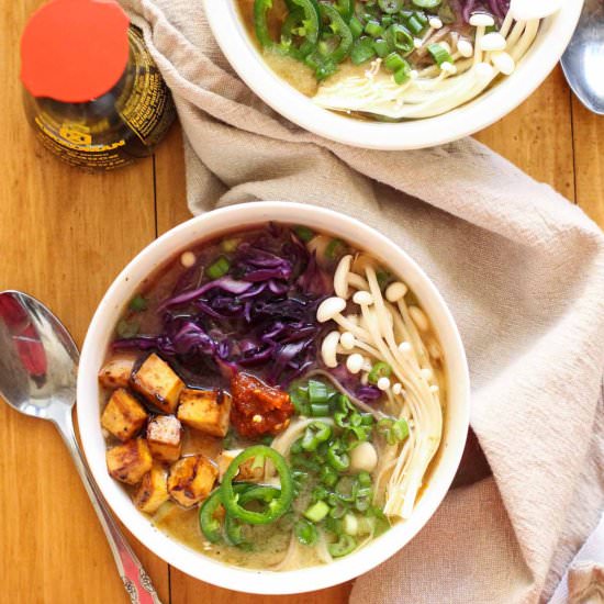 Miso Soba Noodle Bowls - Recipe photo by thegirlonbloor