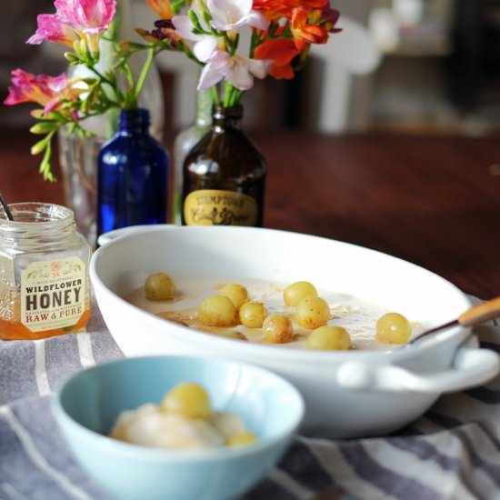 Panna Cotta with Roasted Grapes - Recipe photo by amykelinda