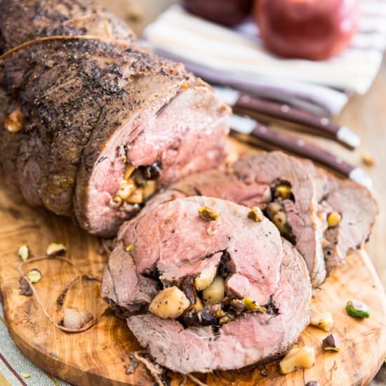 Apple Date Pistachios Stuffed Lamb - Recipe photo by The Healthy Foodie