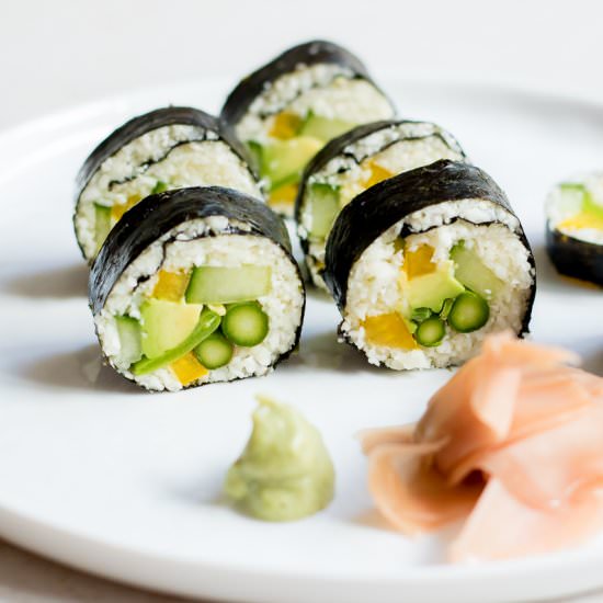 Raw Vegan Cauliflower Sushi - Recipe photo by happyhealthblog