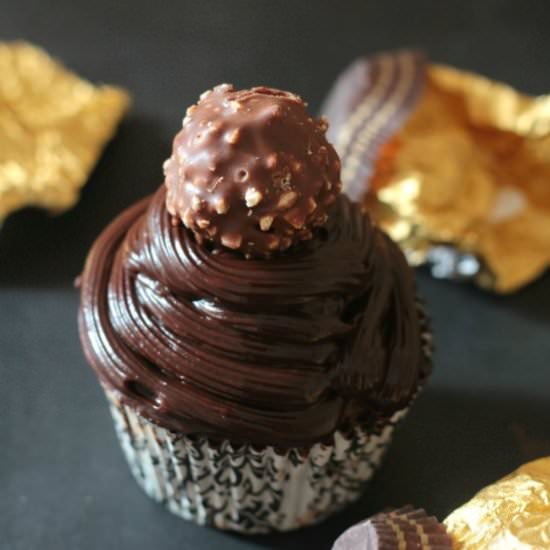 Ferrero Rocher Stuffed Cupcakes - Recipe photo by ikneadtoeat