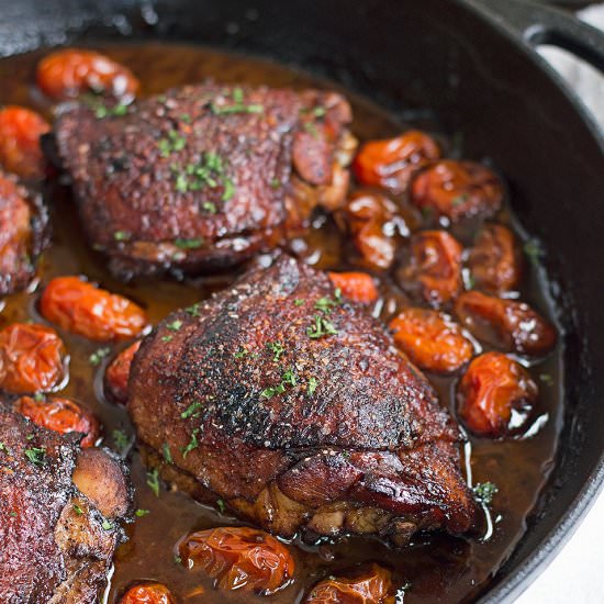 Roasted Balsamic Chicken & Tomatoes - Recipe photo by Savory Spicerack