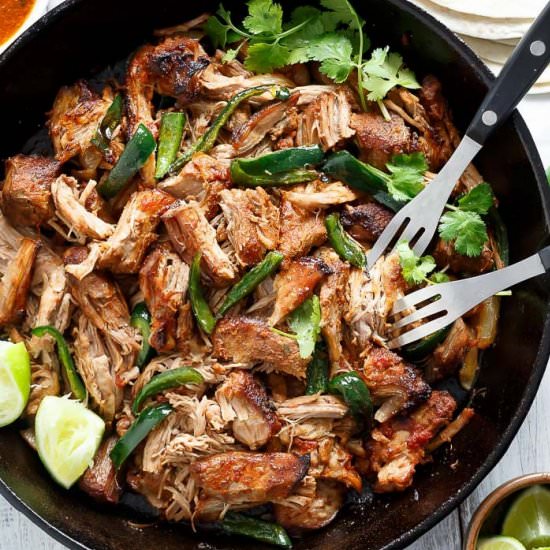 Crispy Slow Cooker Carnitas - Recipe photo by Cafe Delites