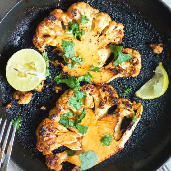 Spicy lime cauliflower steaks - Recipe photo by happyhealthblog