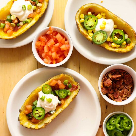 DIY Loaded Potato Skins Bar - Recipe photo by thegirlonbloor