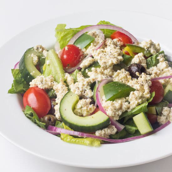 Greek Salad with Tofu "Feta" - Recipe photo by Prepgreen