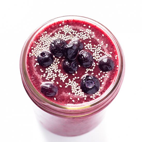 Cherry Wild Blueberry Chia Smoothie - Recipe photo by The Wholesome Dish
