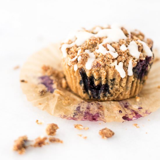 Lemon Blueberry Crumb Muffins - Recipe photo by honestlynourished