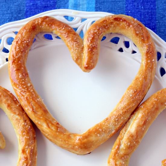 Heart Shaped Soft Pretzels - Recipe photo by thesemisweetsisters