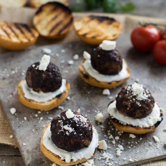 Mediterranean Lamb Meatball Sliders - Recipe photo by whitbitskitchen