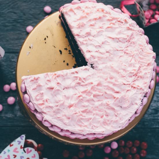 M&M's Strawberry Ombre Cake - Recipe photo by whitbitskitchen