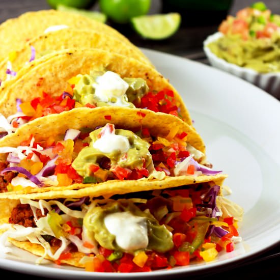 Rainbow Spicy Beef Tacos - Recipe photo by ScrambledChefs