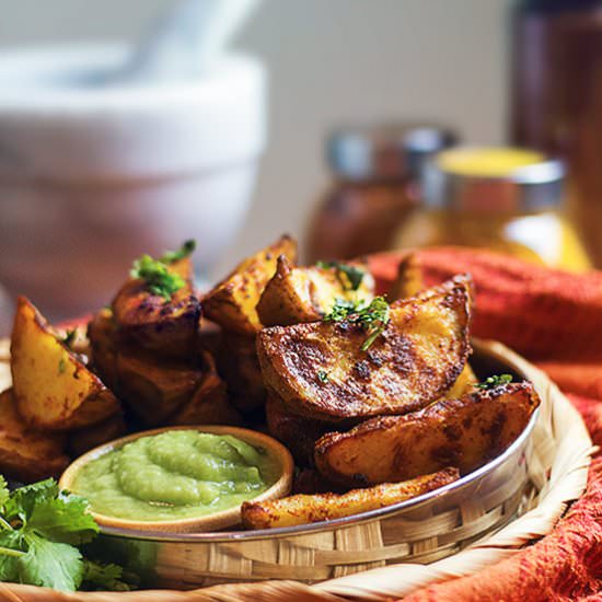 Oven Baked Crispy Tandoori Potato - Recipe photo by veganlovlie