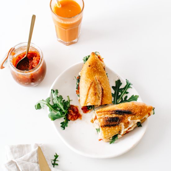 Tomato Jam Cheddar Grilled Cheese - Recipe photo by kaleandcaramel