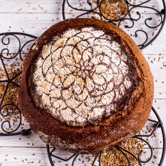 Chestnut and Flax Seeds Sourdough Bread - Recipe photo by denisav