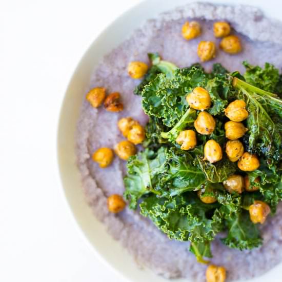 Mashed Cauliflower, Kale, and Chickpeas - Recipe photo by fooduzzi