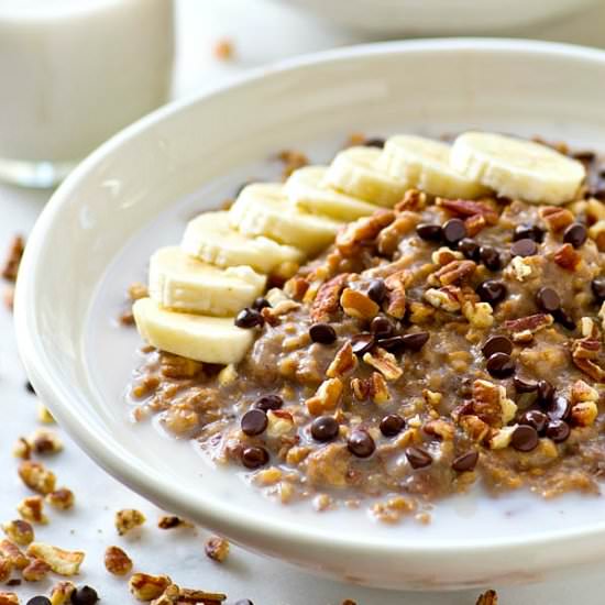 Crockpot Banana Steel-Cut Oatmeal - Recipe photo by WholeAndHeavenlyOven