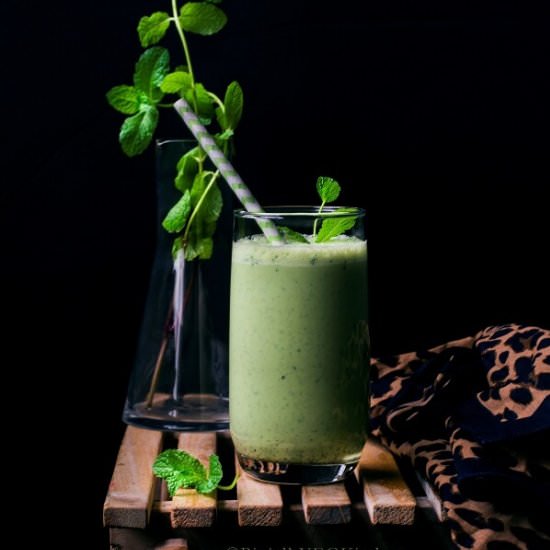 Salted Cucumber Mint Lassi - Recipe photo by Binjals VEG Kitchen