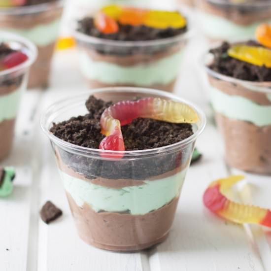 Dirt and Worm Cups - Recipe photo by countryside cravings