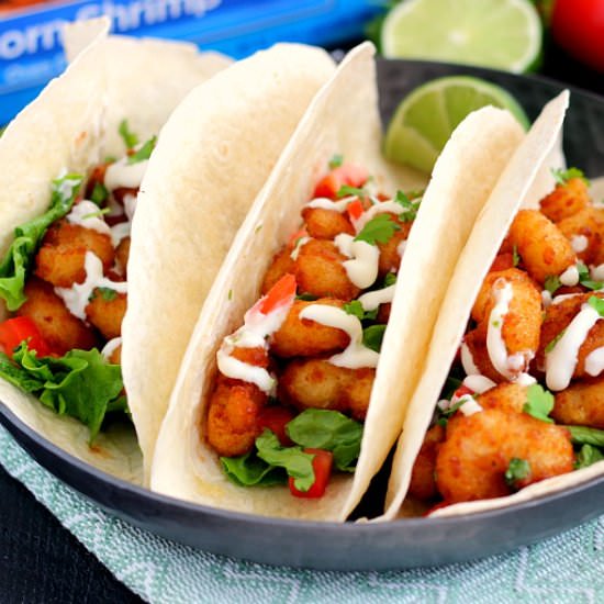 Cilantro Lime Popcorn Shrimp Tacos - Recipe photo by pumpkinnspice