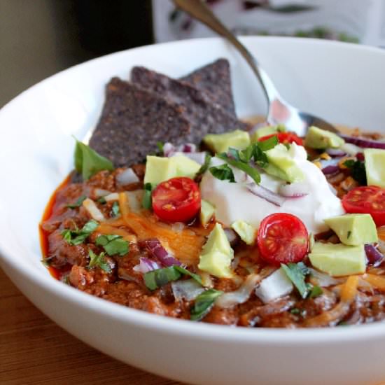 Smoky Beef Chili Con Carne - Recipe photo by Creole Contessa