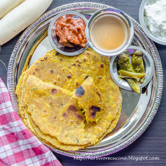 Mooli Paratha | Daikon Flatbreads - Recipe photo by Herbivore Cucina