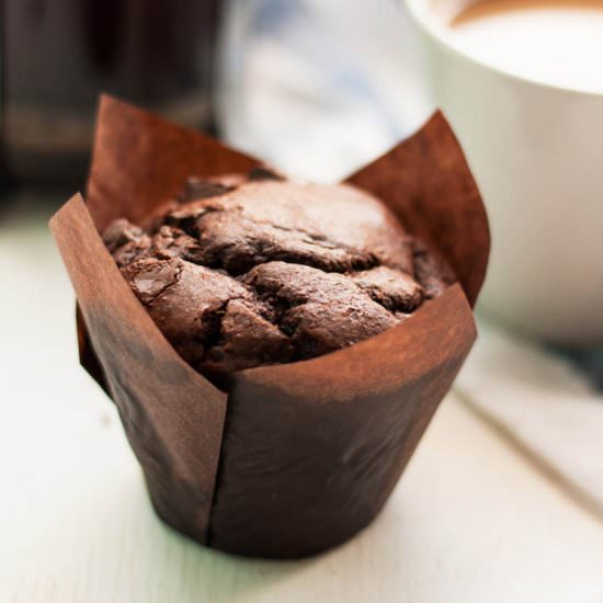 Double Chocolate Sweet Potato Muffins - Recipe photo by eatloveeat