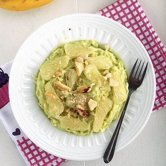 Kelp Noodles with Avocado Sauce - Recipe photo by IvloonGoddess