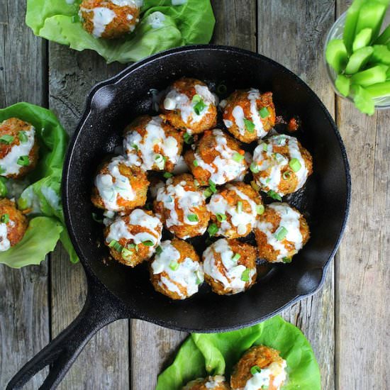 Buffalo Chicken Meatballs - Recipe photo by HollyatTasteAndSee