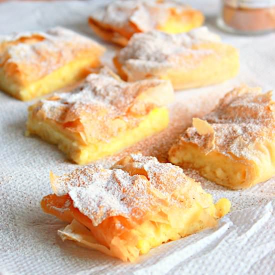 Bougatsa, Custard Filled Pastries - Recipe photo by Aromatic Cooking