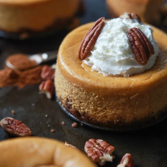 Skinny Mini Pumpkin Cheesecake - Recipe photo by joyfulhealthyeats