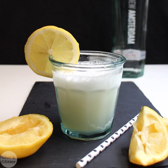 Vegan Lemon Meringue Gin Flip - Recipe photo by glueandglitter