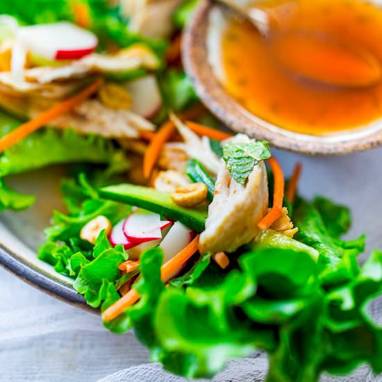 Vietnamese Chicken Lettuce Wraps - Recipe photo by Feasting at Home