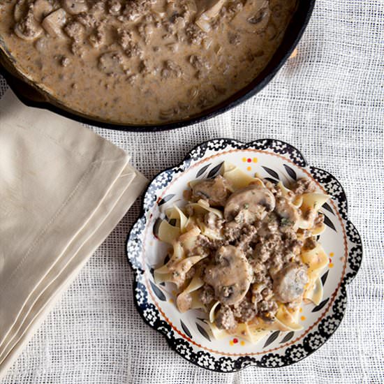 Lightened Up Ground Beef Stroganoff - Recipe photo by browniebites