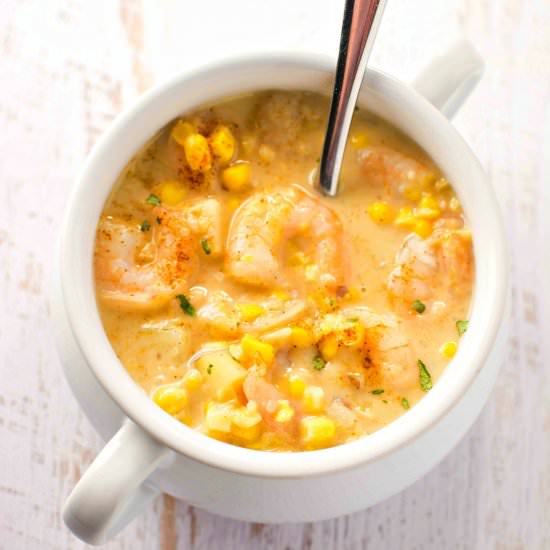 Cajun Corn and Shrimp Chowder - Recipe photo by slowcookergourmet