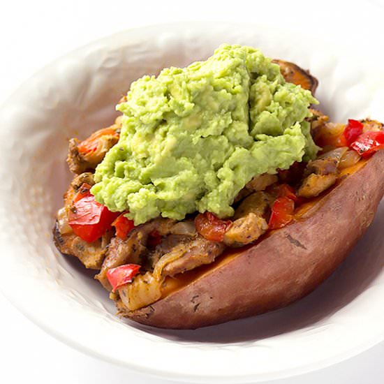 Chicken Fajita Stuffed Sweet Potato - Recipe photo by The Wholesome Dish