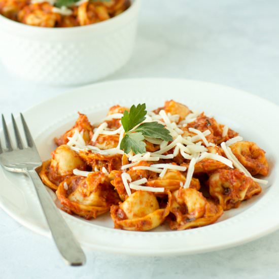 One-Skillet-Tortellini-Zucchini - Recipe photo by dizzybusyandhungry