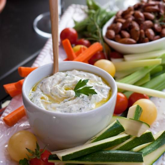 Herb and Goat Cheese Dip - Recipe photo by What A Girl Eats