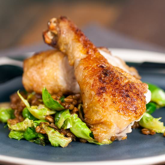 Crispy Farro and Brussels Sprouts - Recipe photo by pannacooking